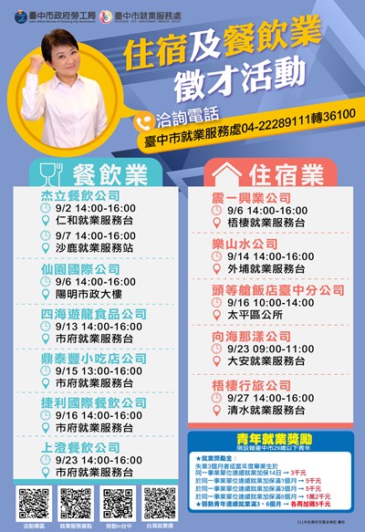 9月住宿及餐飲業徵才活動